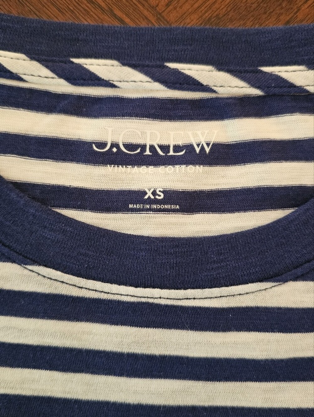 J. Crew New Vintage Cotton Striped Crewneck T-Shirt Navy White XS - Picture 4 of 7